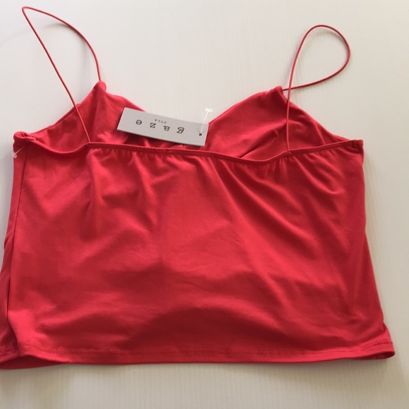 GAZE womens L spaghetti strap ruched red top NEW stretchy fabric - Picture 14 of 15